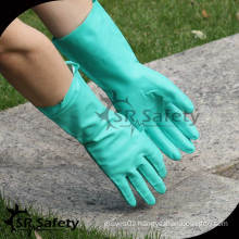 SRSAFETY 2014 new green industry nitrile longer gloves